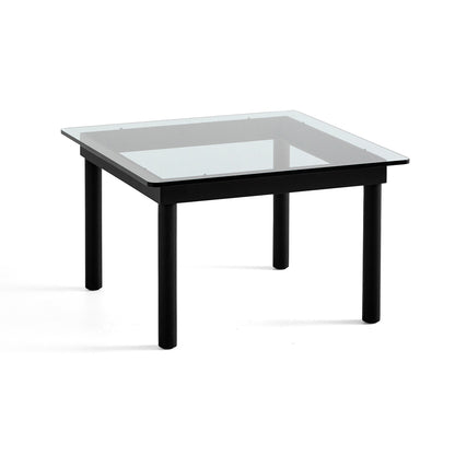 Kofi Table / 60 x 60 cm / Black lacquered Oak Base / Clear Glass Tabletop / HAY