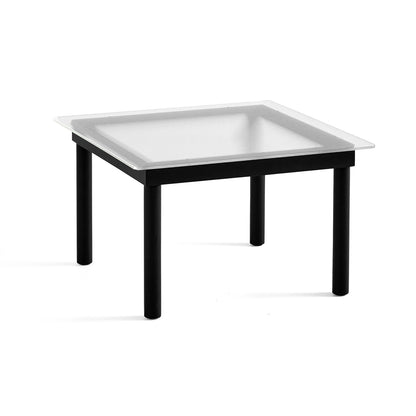 Kofi Table / 60 x 60 cm / Black lacquered Oak Base / Clear Reeded Glass Tabletop / HAY