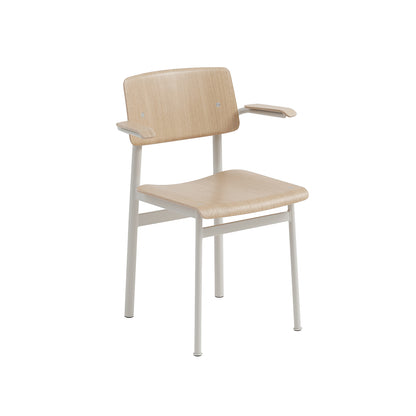 Loft Chair with Armrest by Muuto - Lacquered Oak Veneer / Grey Steel Base