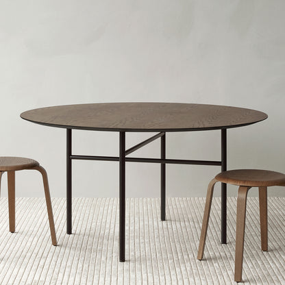 Snaregade Dining Table - Circle by Menu / D120 cm / Dark Stained Oak Veneer Tabletop / Black Steel Base