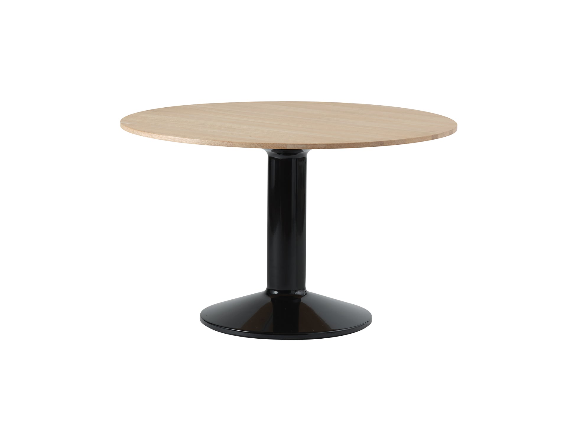 Midst Table by Muuto - Diameter: 120 cm / Oiled Oak Tabletop with Black Steel Base