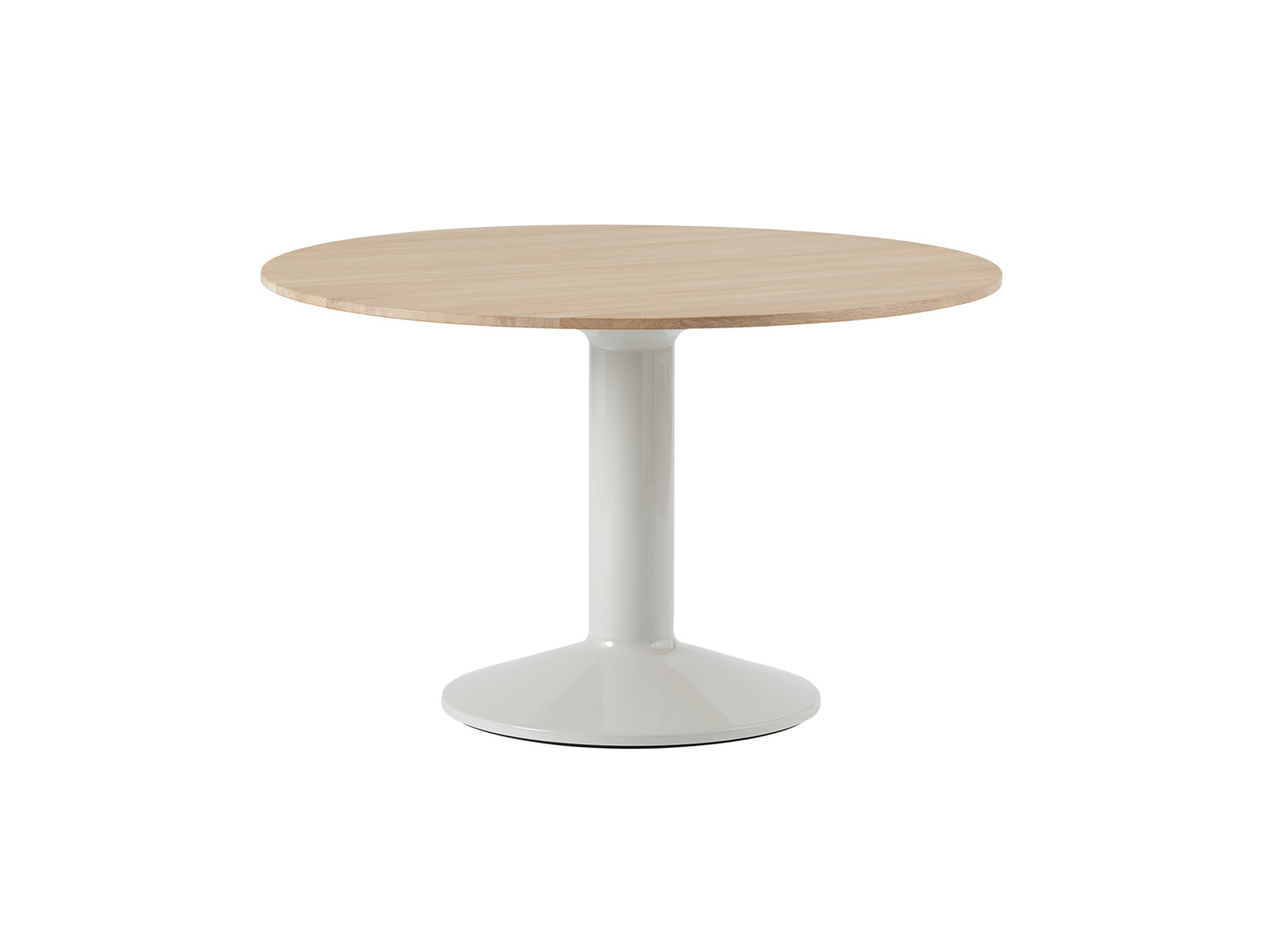 Midst Table by Muuto - Diameter: 120 cm / Oiled Oak Tabletop with Grey Steel Base