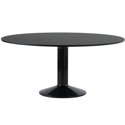 Midst Table by Muuto - Diameter: 160 cm /Black Linoleum Tabletop with Black Steel Base