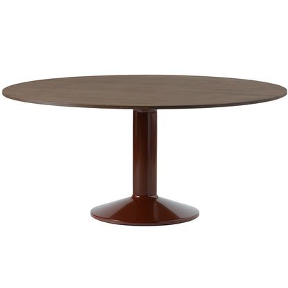 Midst Table by Muuto - Diameter: 160 cm / Dark Oiled Oak Tabletop with Dark Red Steel Base