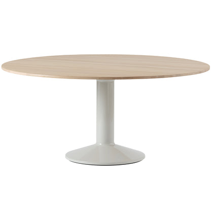 Midst Table by Muuto - Diameter: 160 cm / Oiled Oak Tabletop with Grey Steel Base