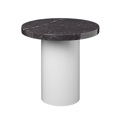 CT09 Enoki Side Table by e15 - (D40 H40 cm) Nero Marquina Marble Tabletop / Signal White Steel Base