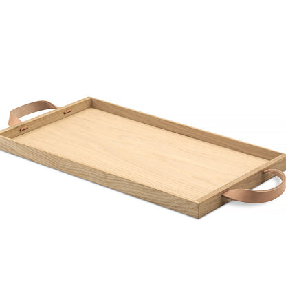 Norr Tray - Oak / Natural Leather, 46 x 24.5 cm
