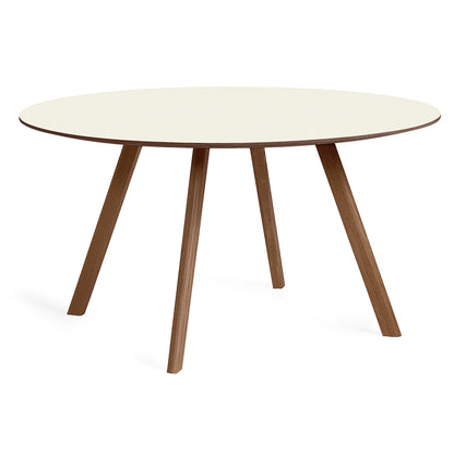 Lacquered Walnut / Off-White Linoleum Copenhague Round Dining Table CPH25 by HAY