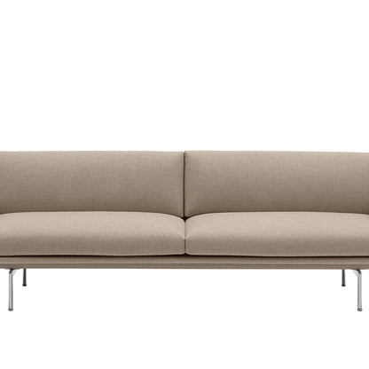 Muuto Outline 3 Seater Sofa - Polished Aluminium Base / Ecriture 240