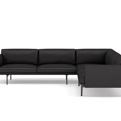 Outline Corner Sofa by Muuto - Black Base / Black Silk Leather