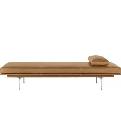 Outline Daybed With Cushion in Cognac Refine Leather / Aluminium Legs by Muuto