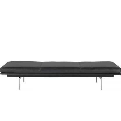 Outline Daybed Without Cushion in Black Refine Leather / Aluminium Legs by Muuto