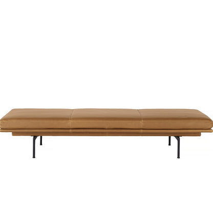 Outline Daybed Without Cushion in Cognac Refine Leather / Black Legs by Muuto