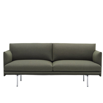 Muuto Outline Sofa, 2 Seat, Fiord 2 961, Polished Aluminium Base