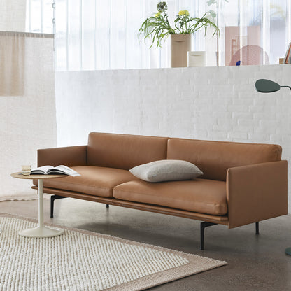 Outline Sofa by Muuto - Three Seater, Cognac Silk Leather