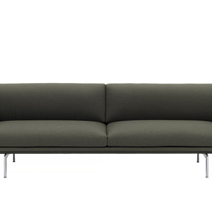 Muuto Outline Sofa, 3 Seat, Fiord 2 961, Polished Aluminium Base