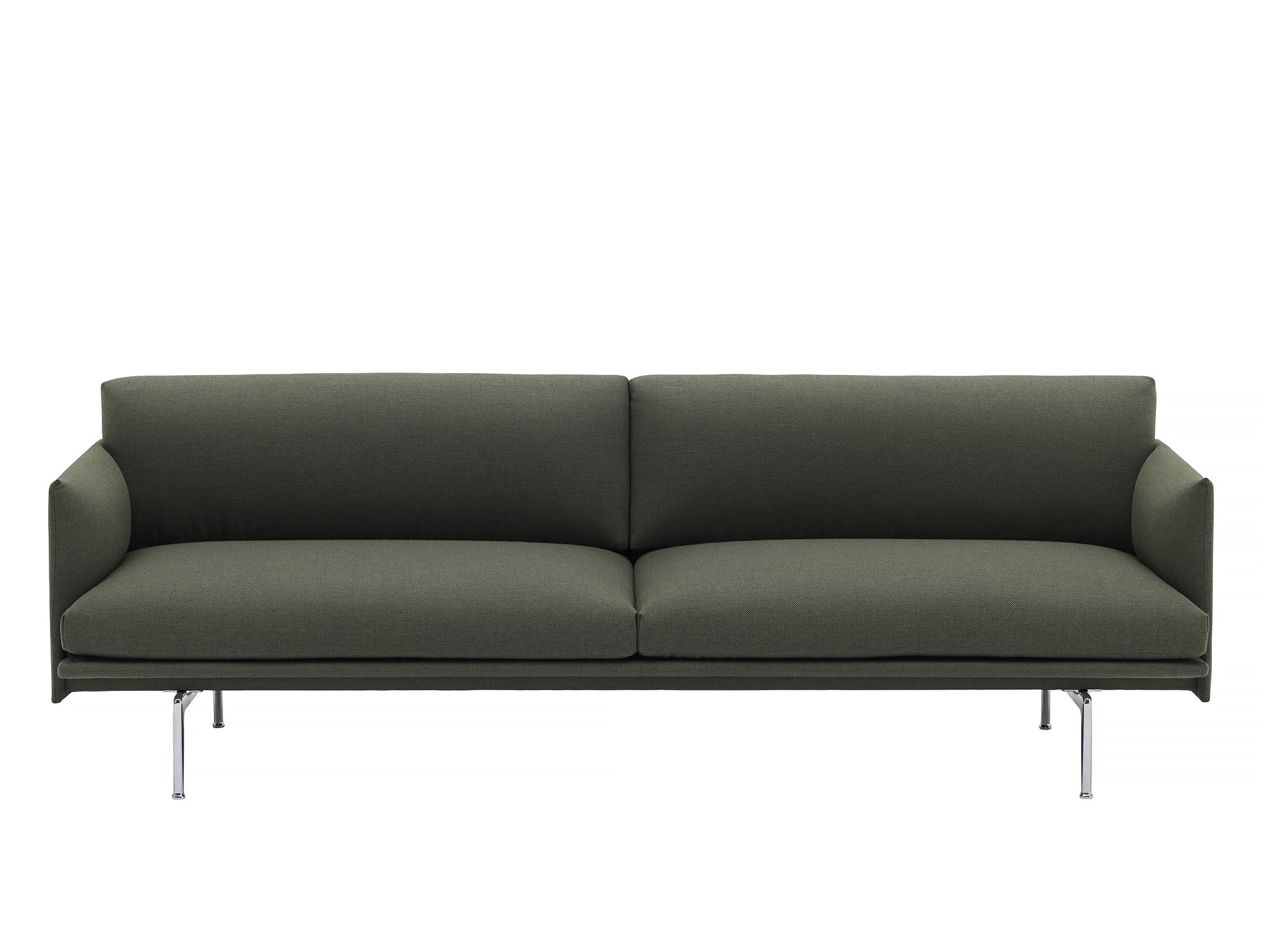 Muuto Outline Sofa, 3 Seat, Fiord 2 961, Polished Aluminium Base