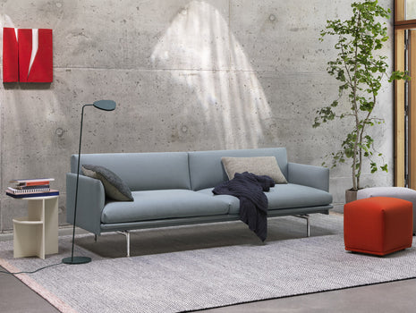Outline Sofa by Muuto - Three Seater, Steelcut Trio 3 713 , Polished Aluminium Legs