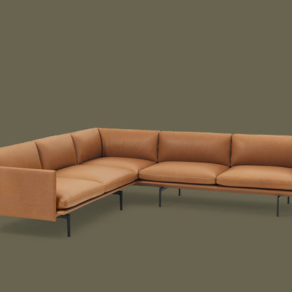 Muuto Outline Corner Sofa - Cognac Silk Leather