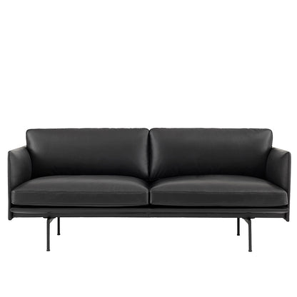 Muuto Outline Sofa, 2 Seat, Black Silk Leather