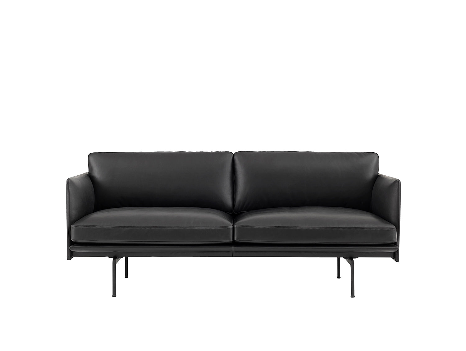 Muuto Outline Sofa, 2 Seat, Black Silk Leather