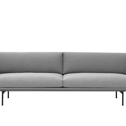 Muuto Outline 3 Seater Sofa - Black Aluminium Base / steelcut trio 133