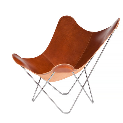 Mariposa Butterfly Leather Chair - Chrome Frame, Montana Leather Seat