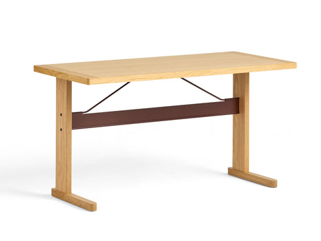 Passerelle Desk by HAY - Oak Tabletop with Oak Frame / Burgundy Red Crossbar