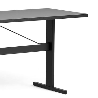 Passerelle High Table by HAY - Length: 250 cm x Height: 105 cm/ Grey Linoleum Tabletop with Ink Black Oak Frame / Ink Black Crossbar