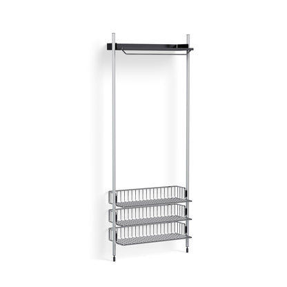 Pier System 1021 by HAY - Clear Anodised Aluminium Uprights /PS Black with Chromed Wire Shelf