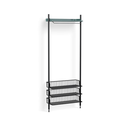 Pier System 1021 by HAY - Black Anodised Aluminium Uprights / PS Blue with Anthracite Wire Shelf