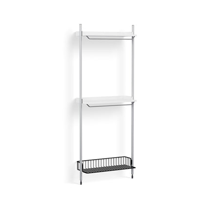 Pier System 1031 by HAY - Clear Anodised Aluminium Uprights / PS White with Anthracite Wire Shelf