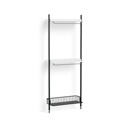 Pier System 1031 by HAY - Black Anodised Aluminium Uprights / PS White with Anthracite Wire Shelf