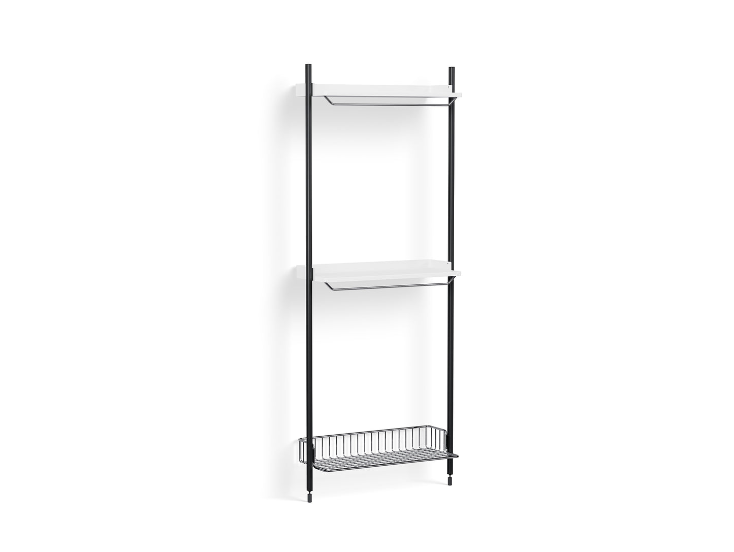 Pier System 1031 by HAY - Black Anodised Aluminium Uprights / PS White with Chromed Wire Shelf