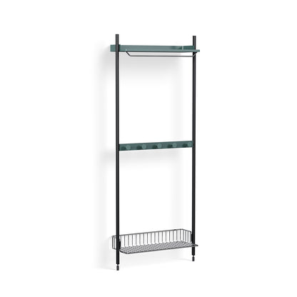 Pier System 1041 by HAY - Black Anodised Aluminium Uprights / PS Blue with Chromed Wire Shelf