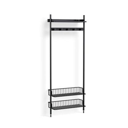 Pier System 1051 by HAY - Black Anodised Aluminium Uprights / PS Black with Anthracite Wire Shelf