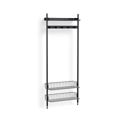 Pier System 1051 by HAY - Black Anodised Aluminium Uprights / PS Black with Chromed Wire Shelf