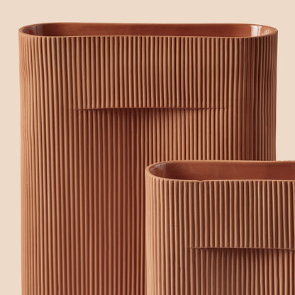 Ridge Vases in Terracotta by Muuto