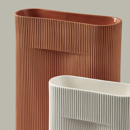 Ridge vases in Terracotta and Off-White by Muuto