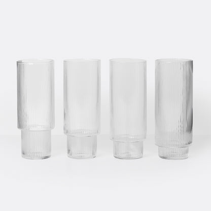 Ripple Long Glasses - Set of 4 (Clear) by Ferm Living