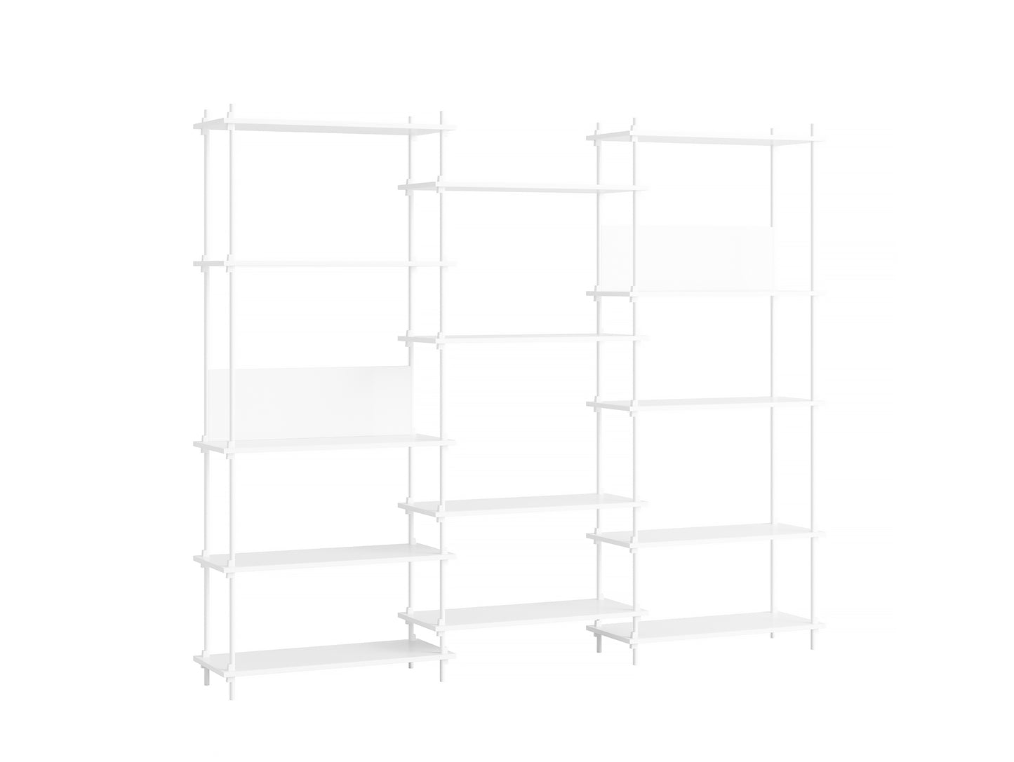 Moebe Shelving System - S.200.3.A Set in White / White Lacquered Finish