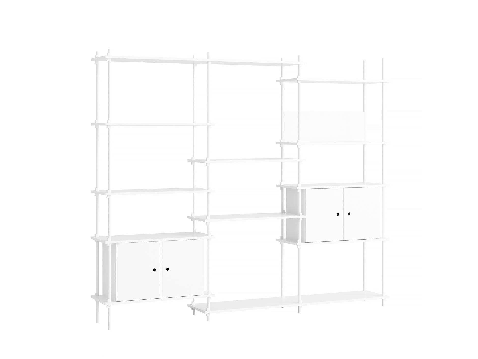 Moebe Shelving System - S.200.3.B Set in White / White Lacquered Finish