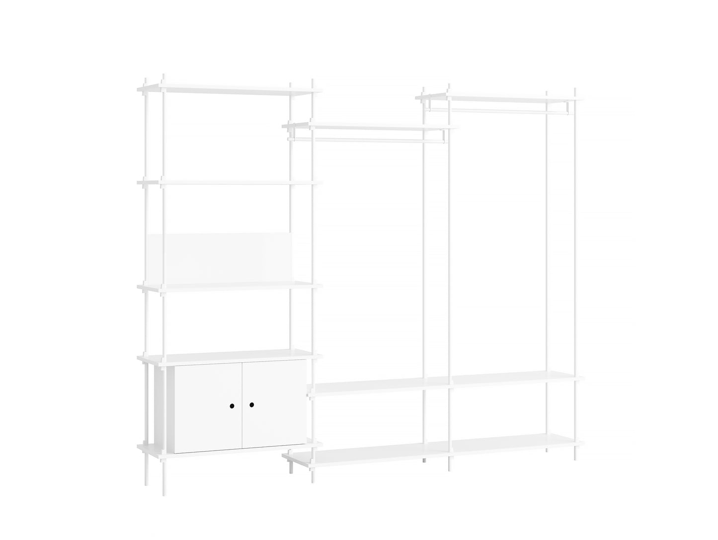 Moebe Shelving System - S.200.3.C Set in White / White Lacquered Finish