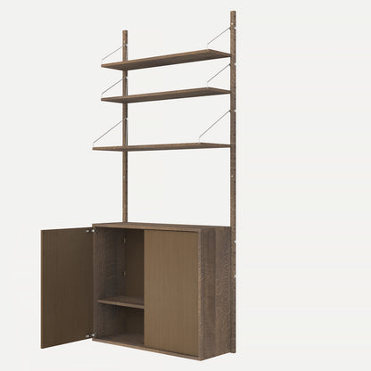 H1852 Cabinet Section (Medium) in Dark Oiled Oak with 3 x Shelves