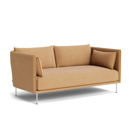 Silhouette Sofa - Linara 142, Chromed Steel Base, Cognac Sense Leather Piping  