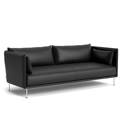 Silhouette Sofa - Nevada NV0500 black, black base, black leather piping