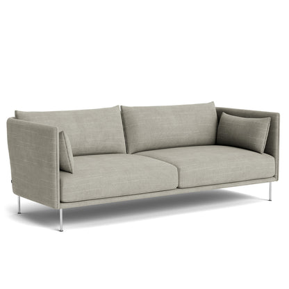 Silhouette Sofa - Random fade beige, chromed steel base, fabric match piping