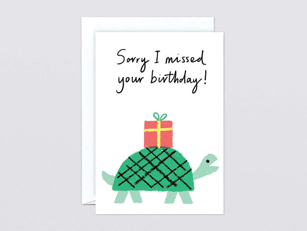 'Sorry I Missed Tortoise' Greetings Card by Wrap