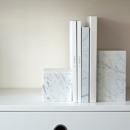 Stop Bookend, White Carrara Marble by e15
