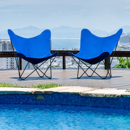 Sunshine Mariposa Butterfly Chair by Cuero - Zinc Coated Black Steel Frame / Atlantic Blue Cover